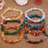 Gem Stone Chip Bracelet Boho Women Beads Stretch Bracelet