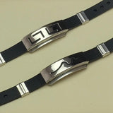 Silicone Men Bracelet Bangle Stainless Steel Strap Buckle Adjustable Male Gift