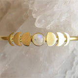 Vintage Moon Phase Moonstone Sun Bracelet Men Women Engagement Party Jewelry