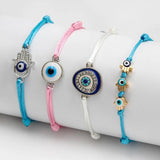 Lucky Eye Adjustable Crystal Glass Bead Bracelet Evil Eye Charm Bracelet