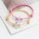 Lucky Eye Adjustable Crystal Glass Bead Bracelet Evil Eye Charm Bracelet