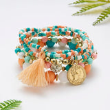 Bohemia Multi-layer Stone Bracelet Set For Women Elastic Beads Charm Jewelry