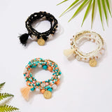 Bohemia Multi-layer Stone Bracelet Set For Women Elastic Beads Charm Jewelry