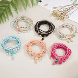Bohemia Multi-layer Stone Bracelet Set For Women Elastic Beads Charm Jewelry