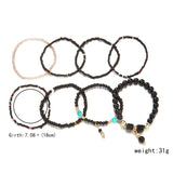 Bohemia Multi-layer Stone Bracelet Set For Women Elastic Beads Charm Jewelry