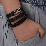 4 PCS/Set Beads Braided Leather Bracelet for Men Friendship Wrist Jewelry Gift