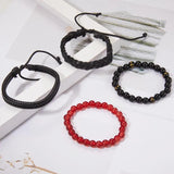 4 PCS/Set Beads Braided Leather Bracelet for Men Friendship Wrist Jewelry Gift