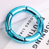 Metallic Red Bamboo Bracelets For Women Resin Tube Beads Bangles