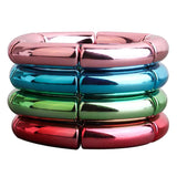 Metallic Red Bamboo Bracelets For Women Resin Tube Beads Bangles