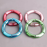 Metallic Red Bamboo Bracelets For Women Resin Tube Beads Bangles