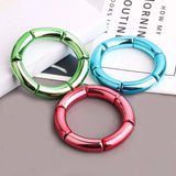 Metallic Red Bamboo Bracelets For Women Resin Tube Beads Bangles