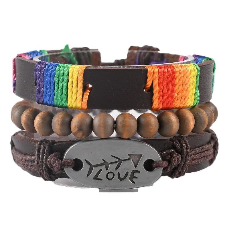 Rainbow Woven Braided Bracelet LGBT Pride Couple Friendship Jewelry