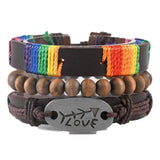 Rainbow Woven Braided Bracelet LGBT Pride Couple Friendship Jewelry