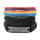 Rainbow Woven Braided Bracelet LGBT Pride Couple Friendship Jewelry