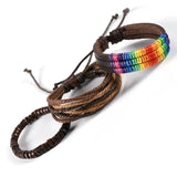 Rainbow Woven Braided Bracelet LGBT Pride Couple Friendship Jewelry