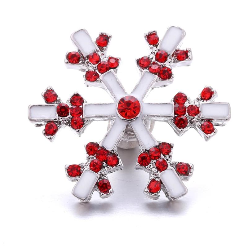 5Pcs Red Crystal Heart Snap Button Bracelet Necklace Charm