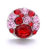 5Pcs Red Crystal Heart Snap Button Bracelet Necklace Charm