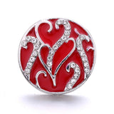 5Pcs Red Crystal Heart Snap Button Bracelet Necklace Charm