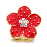 5Pcs Red Crystal Heart Snap Button Bracelet Necklace Charm