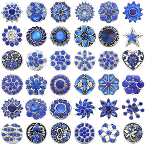 5pcs/lot Snap Jewelry 18mm Metal Snap Buttons Flower Rhinestone Button