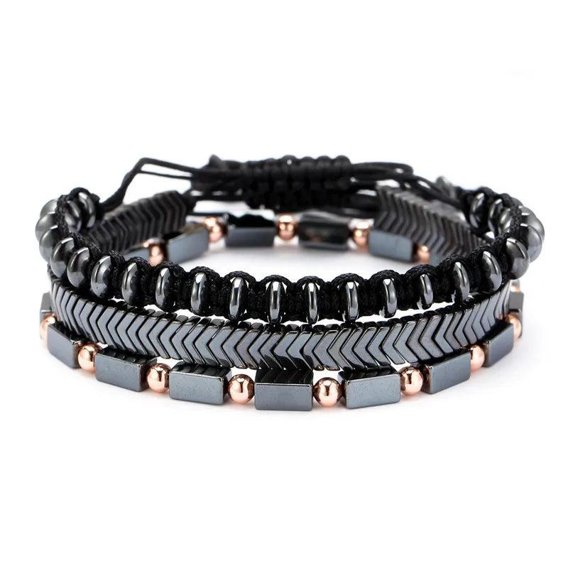 Hematite Natural Stone Multilayer Bead Punk Bracelet
