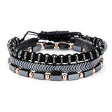 Hematite Natural Stone Multilayer Bead Punk Bracelet