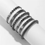 Hematite Natural Stone Multilayer Bead Punk Bracelet