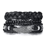 Feather Men Leather Cuff Bracelet Sets Boho Jewelry