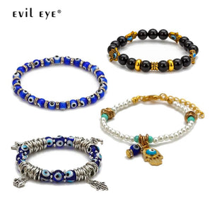Evil Eye Beads Bracelet Tassel Fatima Hand Charm Adjustable Jewelry
