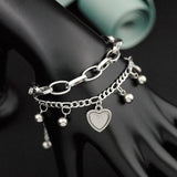 Women's Stainless Steel Charm Bracelet Love Heart Pentacle Star Jewelry