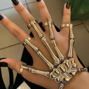 Gothic Punk Hand Skull Skeleton Bracelet Bangle Femme Halloween Party