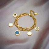 316L Stainless Steel Roman Numeral Charm Bracelet For Women