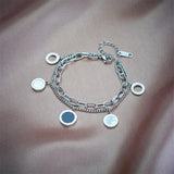 316L Stainless Steel Roman Numeral Charm Bracelet For Women