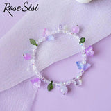Chinese Ancient Flower Tassel Beaded Bracelet Multicolor Butterfly