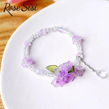 Chinese Ancient Flower Tassel Beaded Bracelet Multicolor Butterfly