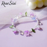 Chinese Ancient Flower Tassel Beaded Bracelet Multicolor Butterfly