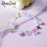 Chinese Ancient Flower Tassel Beaded Bracelet Multicolor Butterfly