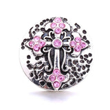 5Pcs Pink Crystal Rhinestone Owl Heart Flower Snap Buttons
