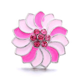 5Pcs Pink Crystal Rhinestone Owl Heart Flower Snap Buttons