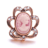 5Pcs Pink Crystal Rhinestone Owl Heart Flower Snap Buttons