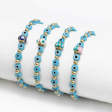 Adjustable Evil Eye Beaded Bracelet Copper Square Round Charm Bracelet