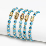 Adjustable Evil Eye Beaded Bracelet Copper Square Round Charm Bracelet