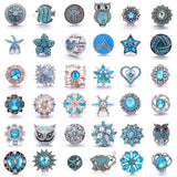 5pcs Alloy Rhinestone Snap Buttons for Snap Bracelet Bangle