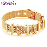Stainless Steel Mesh Bracelet Set Crystal Heart Anchor Charm Bangle Lover