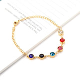 Colorful Stone Wedding Bracelet Stainless Steel Crystal Bangle