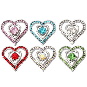 6pcs Love Heart Snap Buttons for 18mm Metal Snap Button DIY Bracelet