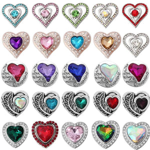 6pcs Love Heart Snap Buttons for 18mm Metal Snap Button DIY Bracelet