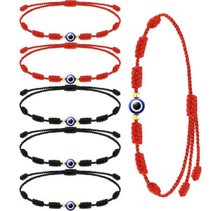 6 Evil Eye Kabbalah Bracelets Red Cord Adjustable Good Luck String