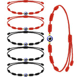 6 Evil Eye Kabbalah Bracelets Red Cord Adjustable Good Luck String
