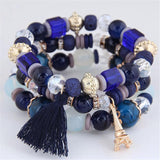 Bohemian Wood Beads Bracelet Tower Tassel Charm Rope Bracelet